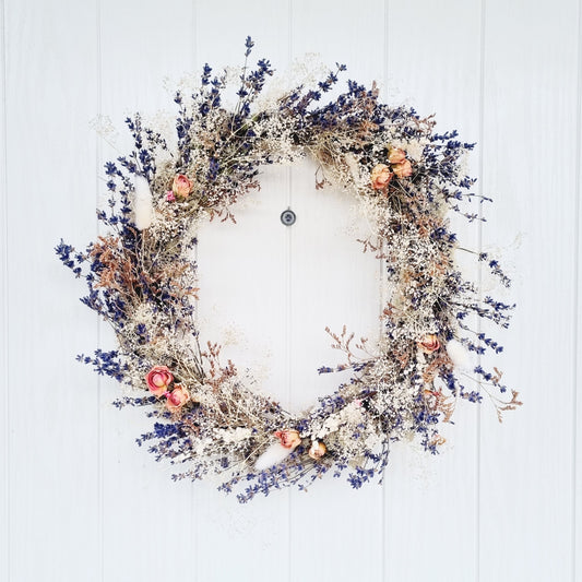 Lavender and Rose Dried Flower Wreath