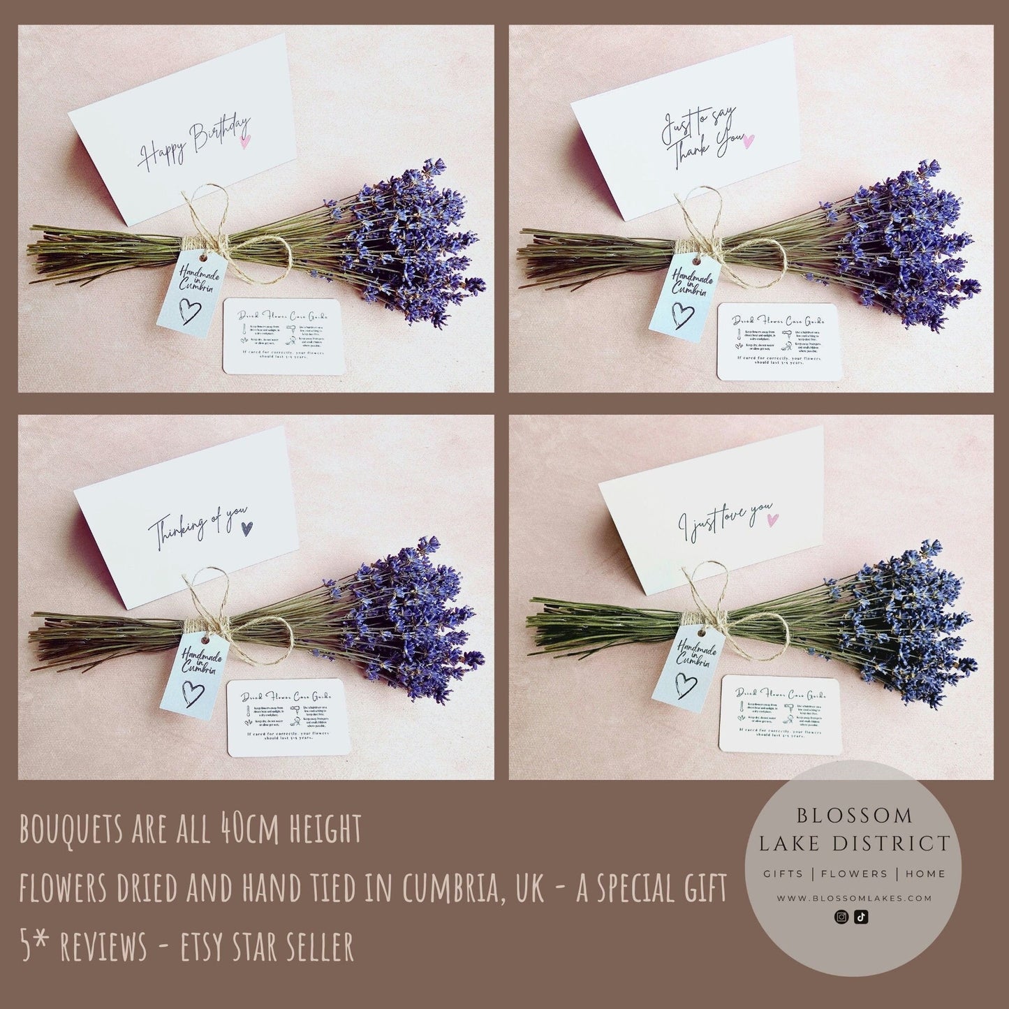 Dried Lavender Bouquet & Personalised Card Letterbox Gift